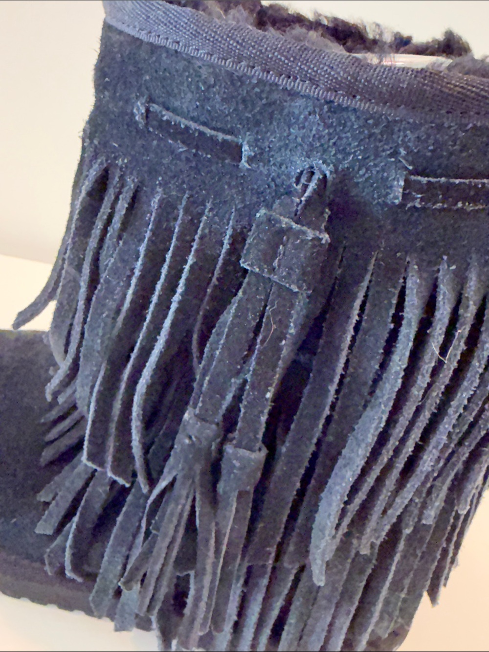 Koolaburra Black Suede Fringe Winter Boots - Picture 7 of 9